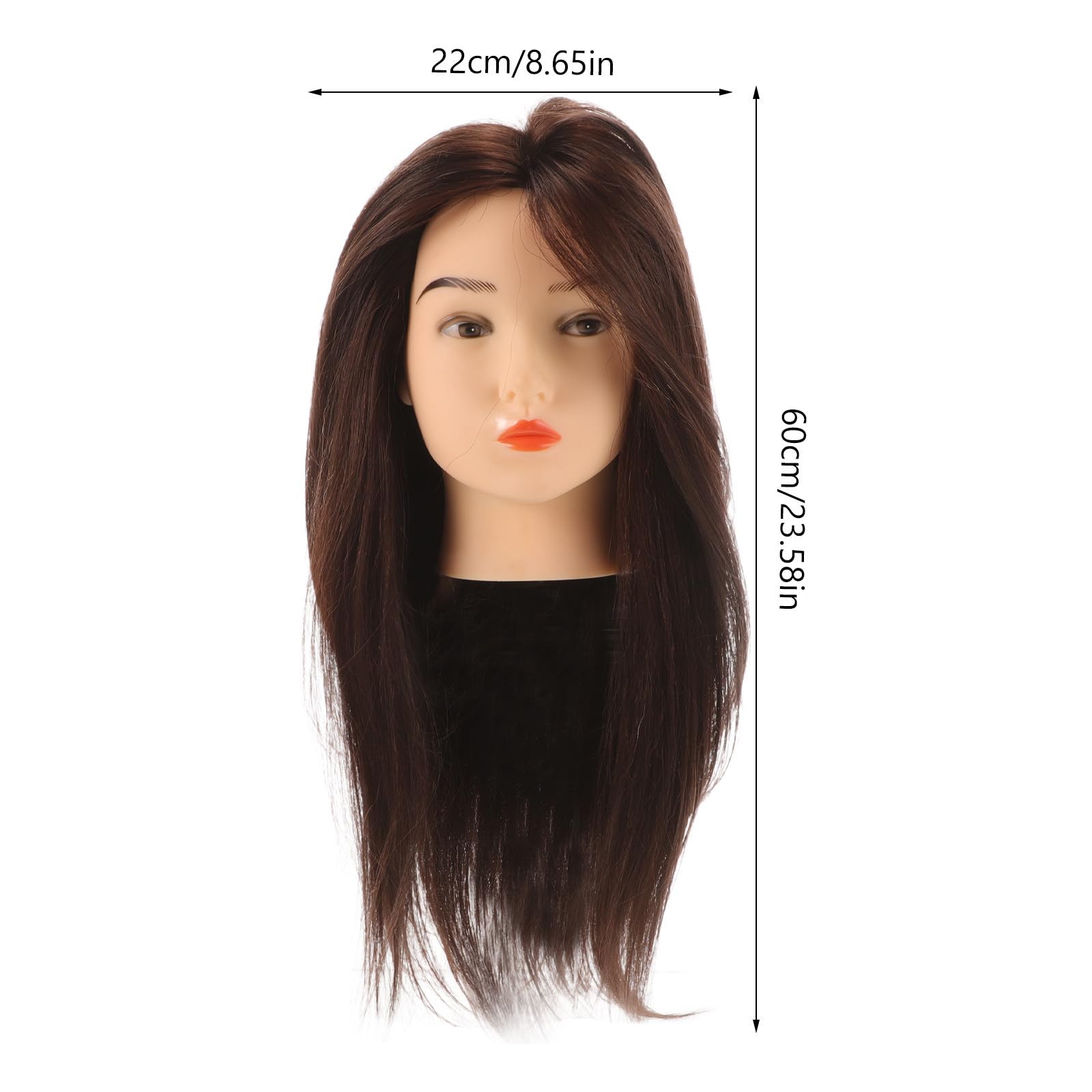 Übungskopf aus Echthaar für Friseur und Styling mit Halterung