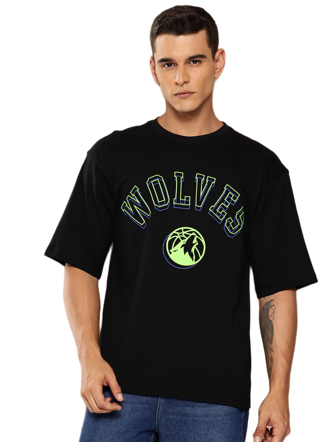 Shop The Arena Minnesota Timberwolves Midnight Black Oversized T-Shirt-image-37