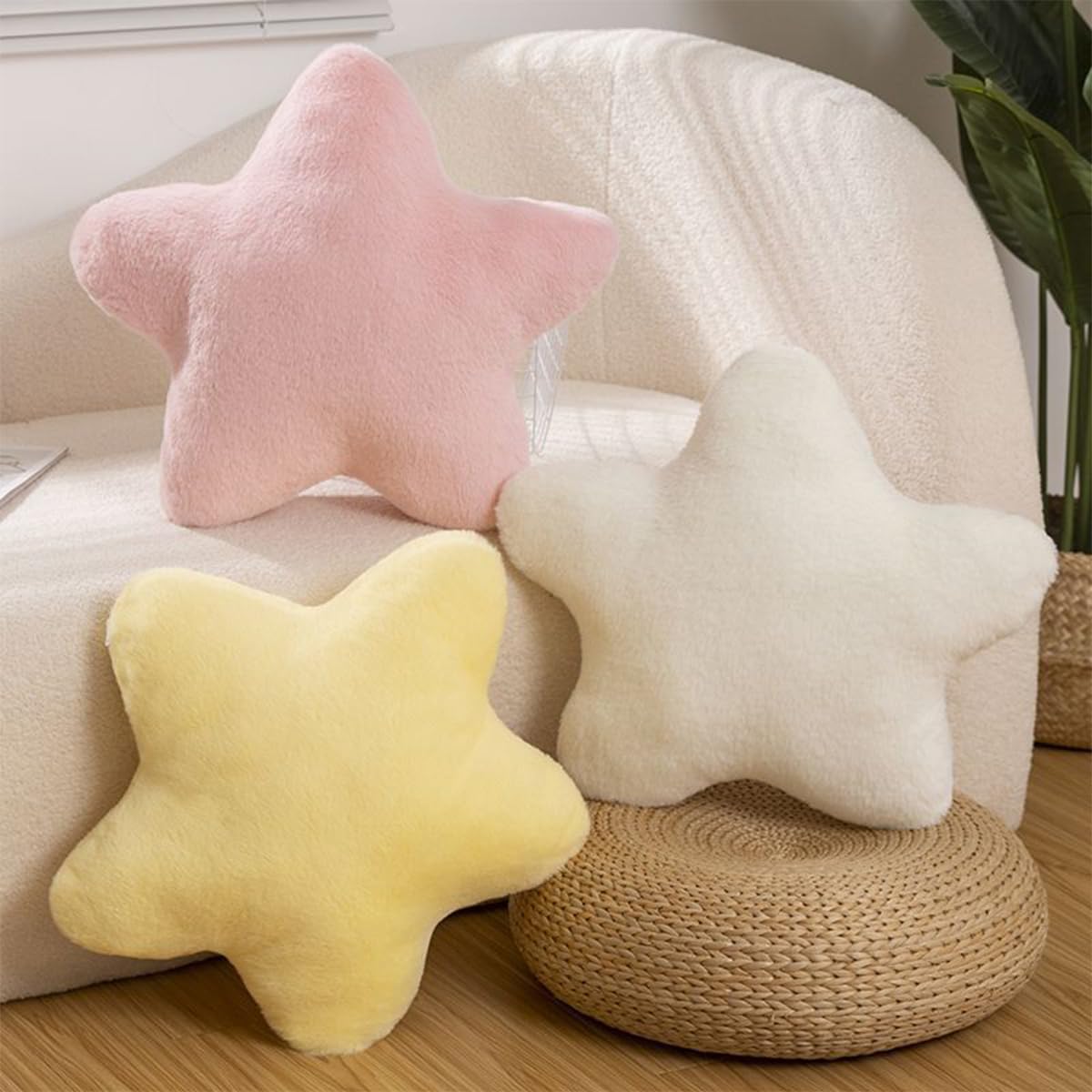 UKadou Cute Star Pillow Star Shaped Throw Pillow Star Plush Pillow Decorative Throw Pillow Star Shaped Pillow Plush Floor Cushions for Sofa Living Bedroom Home Decor (Pink,19.7in)
