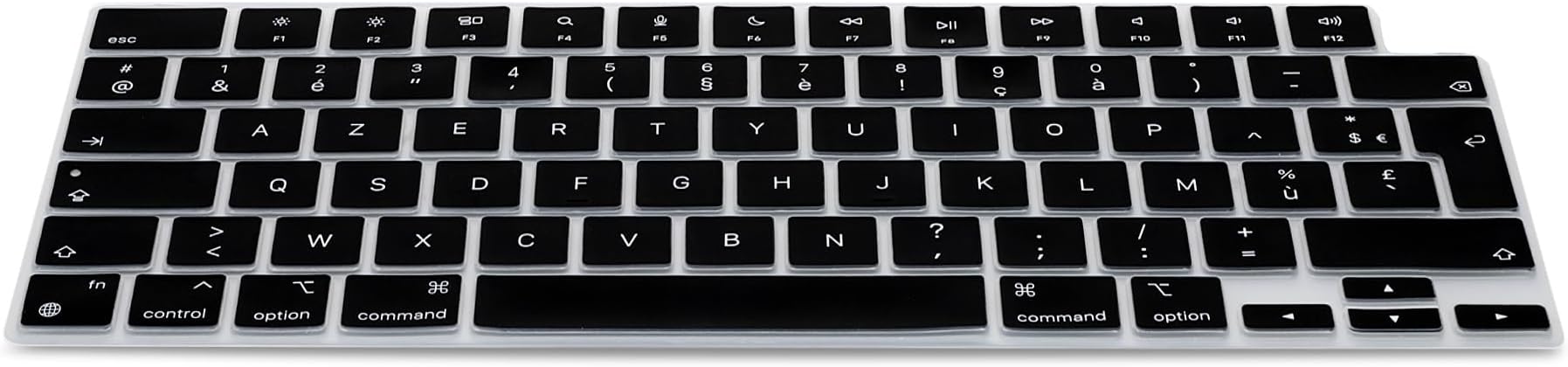kwmobile Keyboard Cover Compatible with Apple Macbook Air 15 2023 M2 (A2941) - AZERTY (France, Belgium) Layout Keyboard Cover Silicone Skin - Black