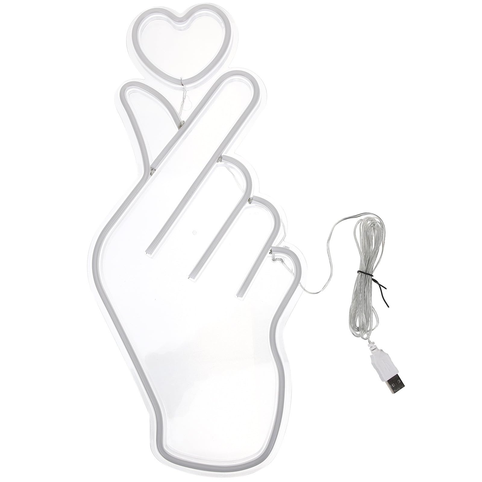 Enseigne Lumineuse Néon LED Cœur Geste, Déco Chambre et Table