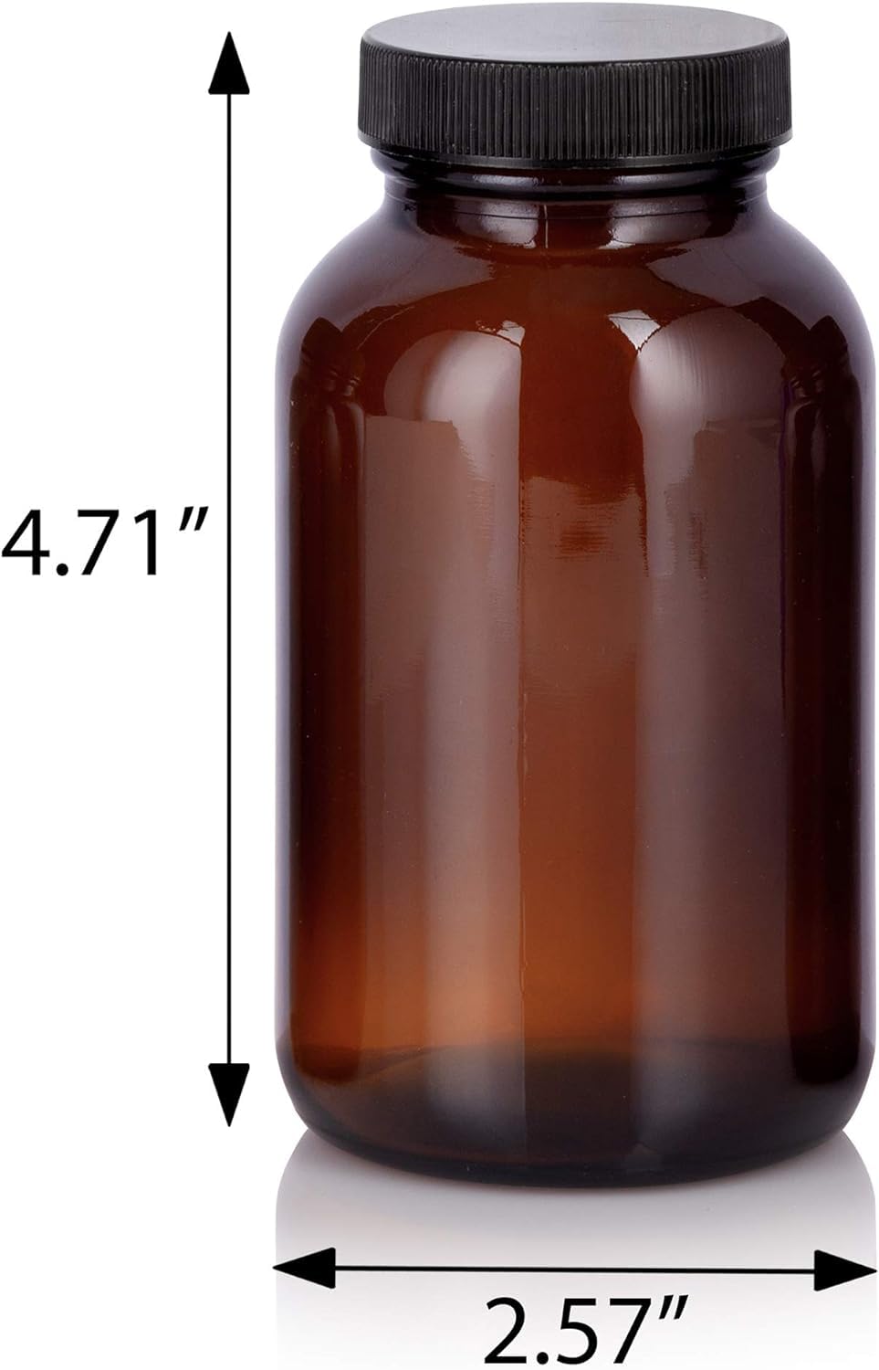Botella empacadora de vidrio ámbar de 8 onzas con tapa negra lisa Air Tight I recipientes de almacenamiento vacíos recargables (paquete de 12)