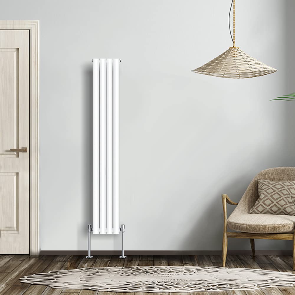 NRG Modern Radiator Gloss White 600x1593mm Single Oval Panel - View #4