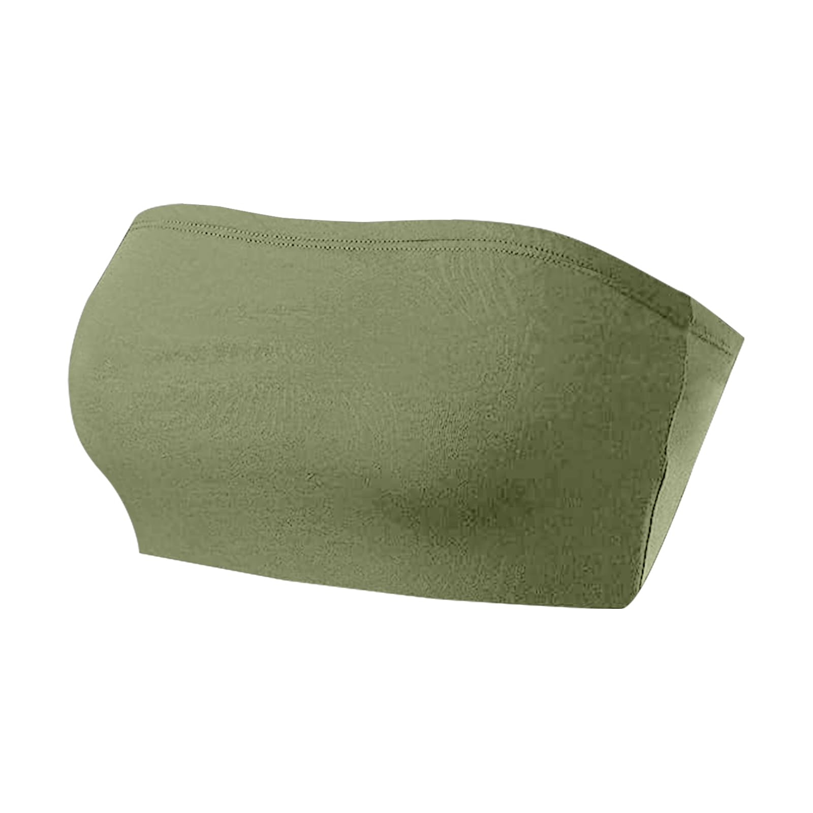 Netsetuk Women's Khaki Strapless Bandeau Boob Tube Solid Seamless Vest Inner Bra Support Causal Stretchy Sleeveless Crop Tops For Summer Beach Wear