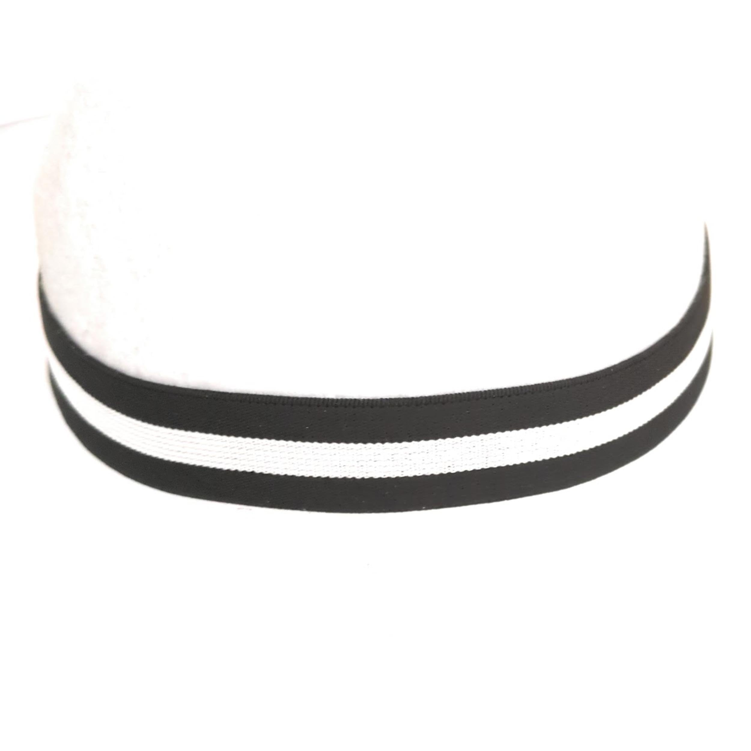 Hat Band Classic Striped Design Black and White Golden Hardware Quality Stretch Fabric Adjustable One Size For Brimmed Hats
