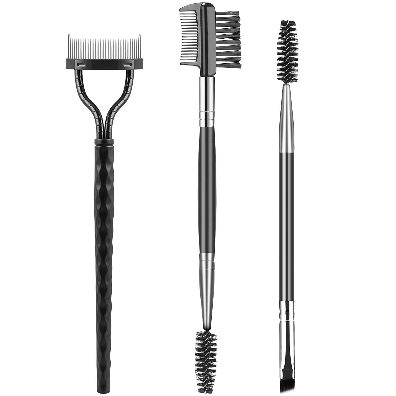 Cepillo para pestañas y cejas peine separador espoolie herramientas de maquillaje ojos juego 3 piezas