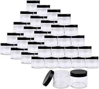 Beauticom 2 oz./ 60 Grams/ 60 ML (Quantity: 36 Packs) Thick Wall Round Clear Plastic LEAK-PROOF Jars Container with BLACK Lids for Cosmetic, Lip Balm, Lip Gloss, Creams, Lotions, Liquid