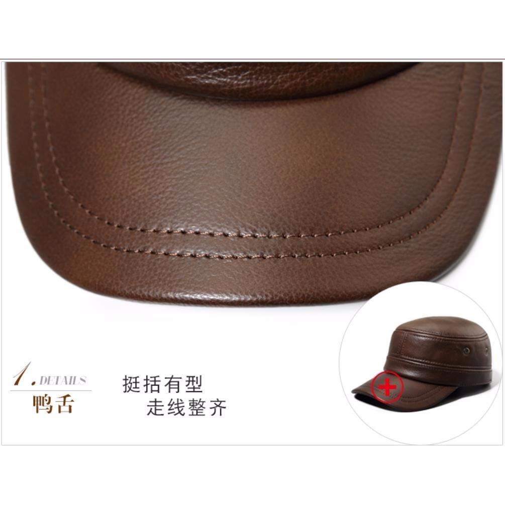 Cappello in Vera Pelle, Cappello in Pelle Autunnale e Invernale da Uomo Berretto Piatto Berretto Militare Cappellino Sportivo per Il Tempo Libero Paraorecchie
