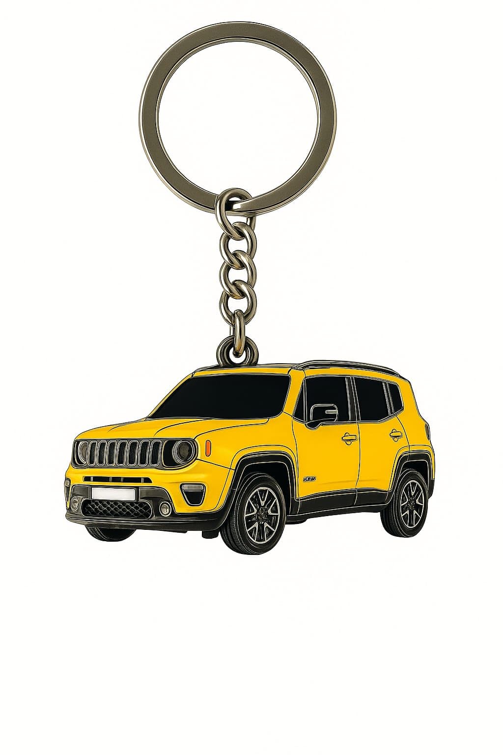 Car Keychain - Stylish Metal Key Ring Compatible with Jeep Renegate for Car Enthusiasts and Collectors (Yellow)