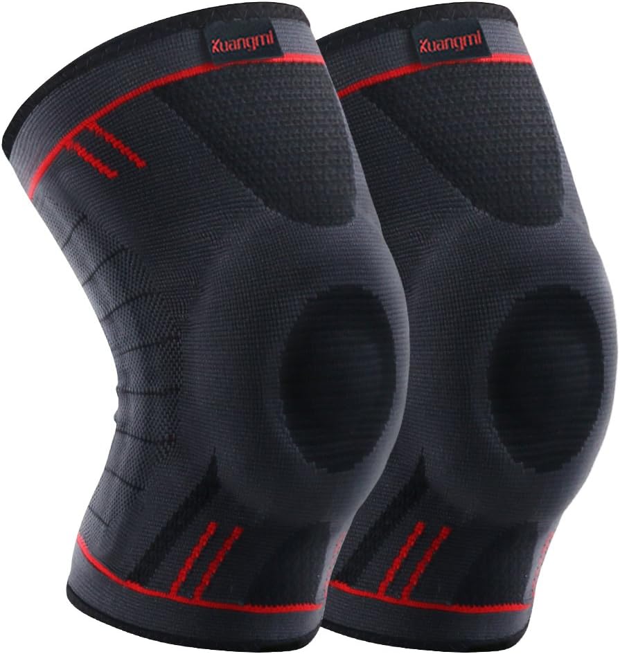 Kuangmi Knee Braces Support for Joint Pain Relief, Arthritis, Meniscus Tear and Sports (Upgrade Blue, XXL)