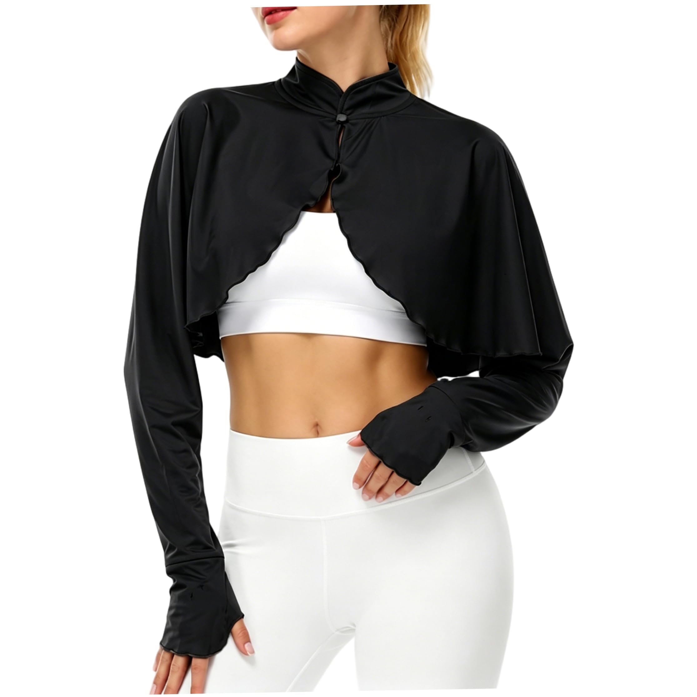 Châle de Refroidissement, Manches de Bras châle Refroidissement pour Femmes, Cape intégrée |.Boléro Solaire Coupe Slim |.Gris foncé