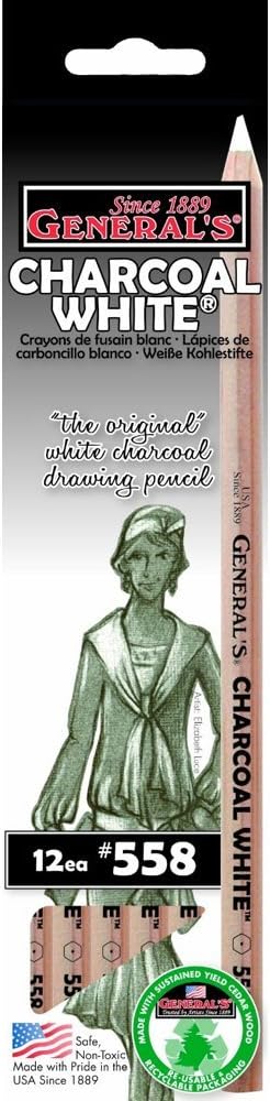 Charcoal White Pencil Pre-Sharpened Incense Cedar 0.15 Lb Dozen