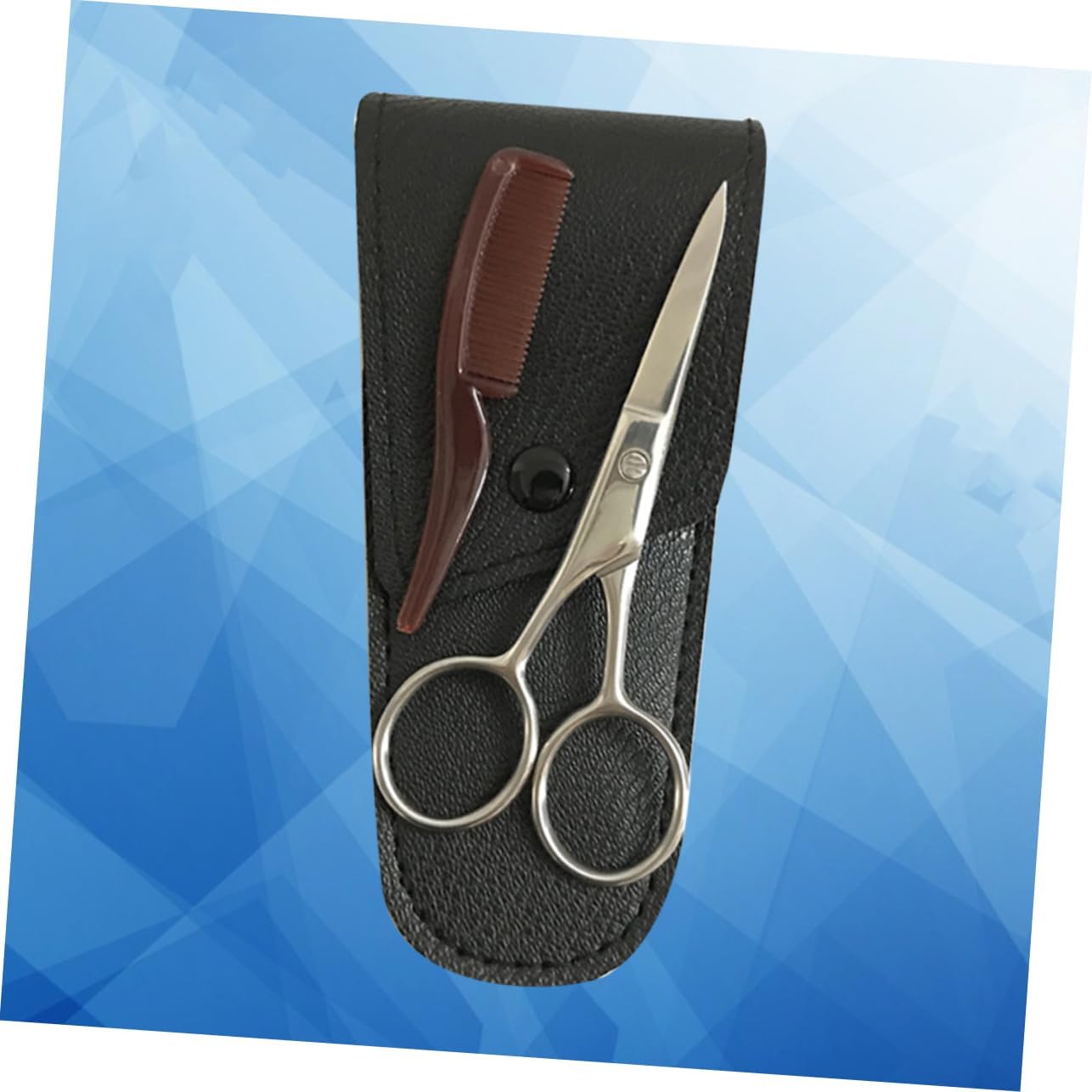 Housoutil 2sets Stainless Steel Eyebrow Trimmer Mustache Scissors Beard Cutting Hair Cutting Kit Barber Shop Home Diy Use