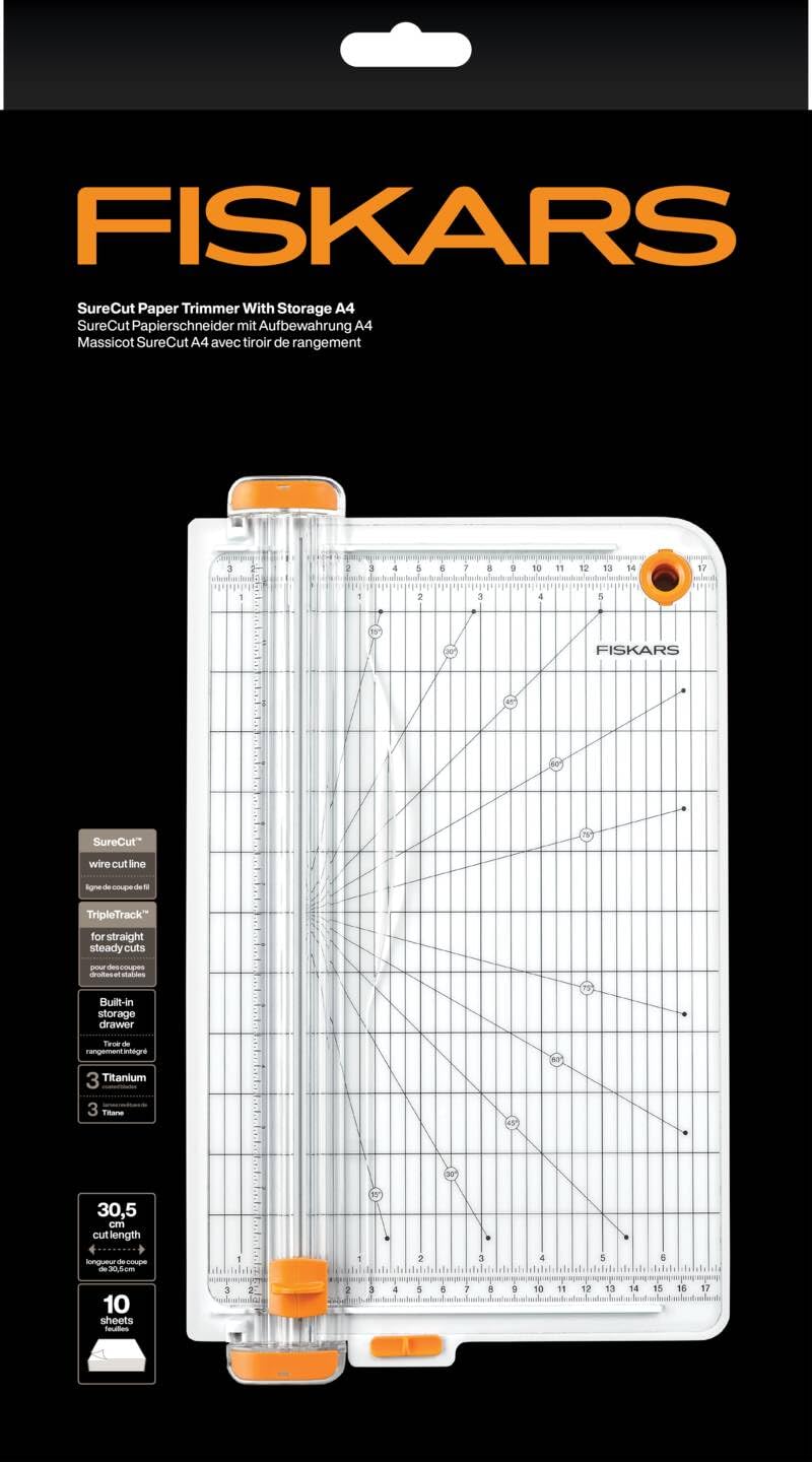 Fiskars Mini przenośny trymer SureCut z przechowywaniem A4