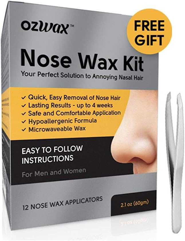 Nose Wax Kit - Nose Hair Wax Kit for Men and Women 2.1oz (60 grams) OZWAX Nose Hair Removal Wax for Home Use