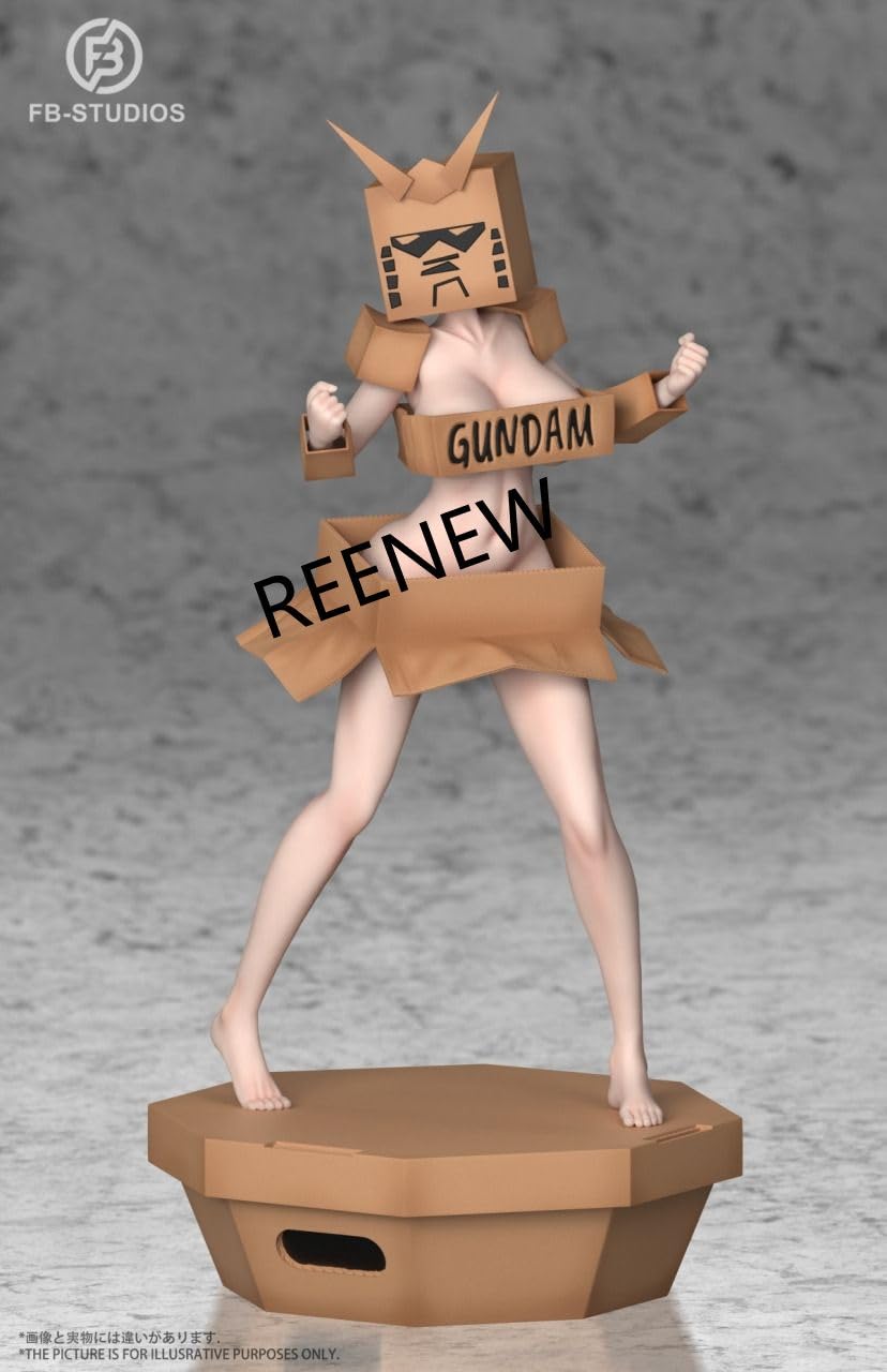 Amazon.co.jp: REENEW ガンダムで出撃する ダンボール箱の女性 