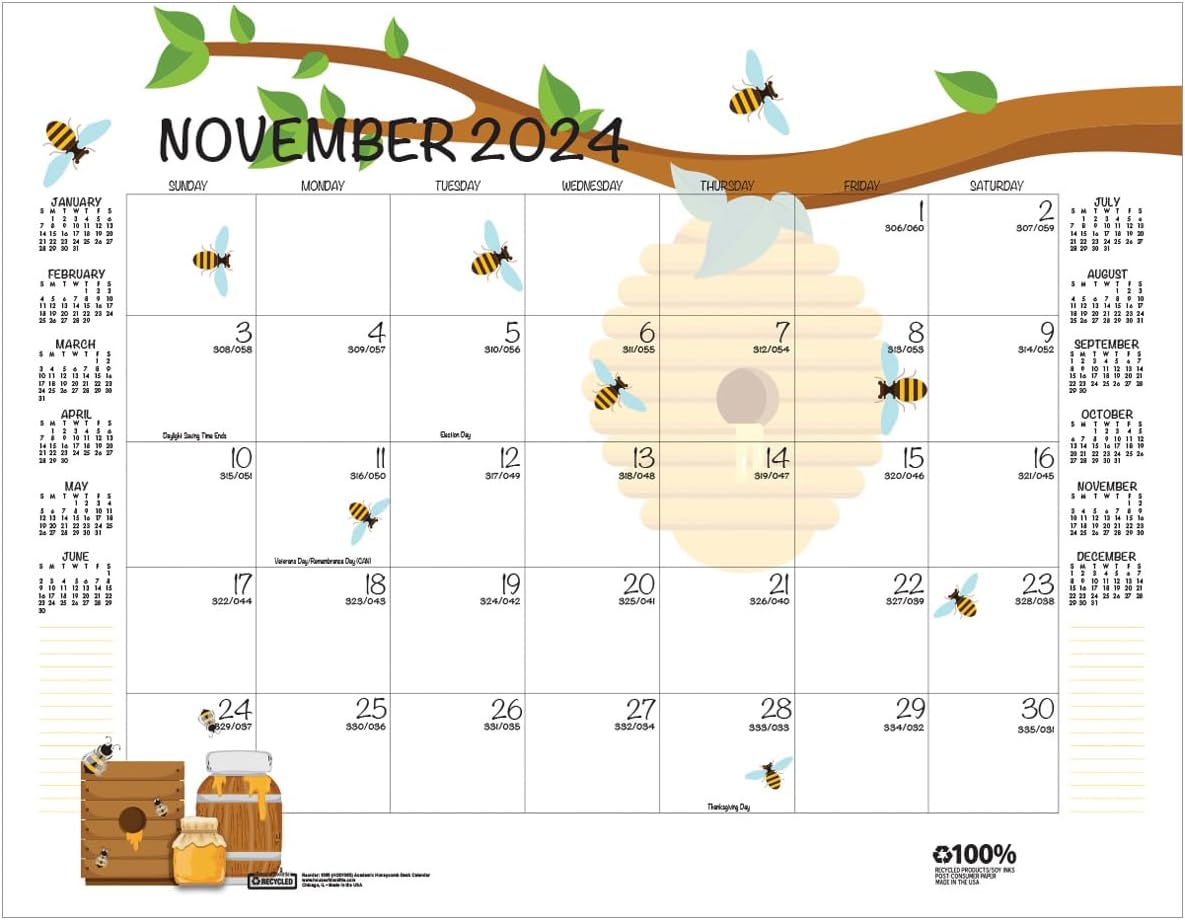 House of Doolittle 2024-2025 Monthly Desk Pad Calendar, Academic, Honeycomb, 22 x 17 Inches, August - July (HOD1565-25)