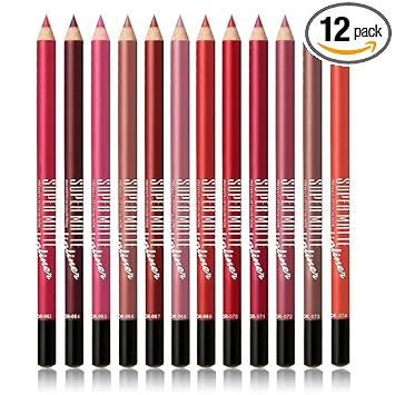 Adbeni Waterproof Super Matte Lip Liner Pencil, Matte Finish,Set Of 12