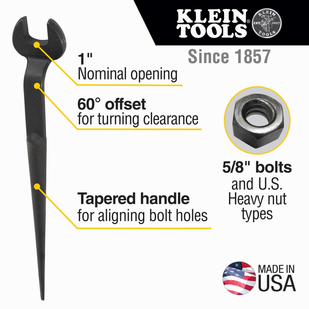 Klein Tools 3221 Spud Wrench, 1-Inch Nominal Opening, 5/8-Inch Bolt for U.S. Regular Nut - Image 2