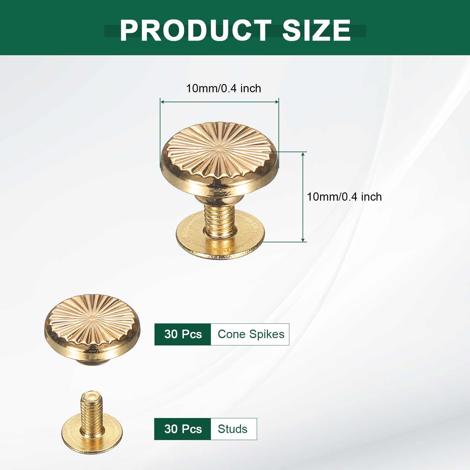 uxcell 30 Pcs Metal Stud Rivets 10mm Flower Shape Decoration Stud Rivet Screw Back Studs for Leather Bags Belt Clothes Shoes Purse Supplies DIY Craft Making, Gold