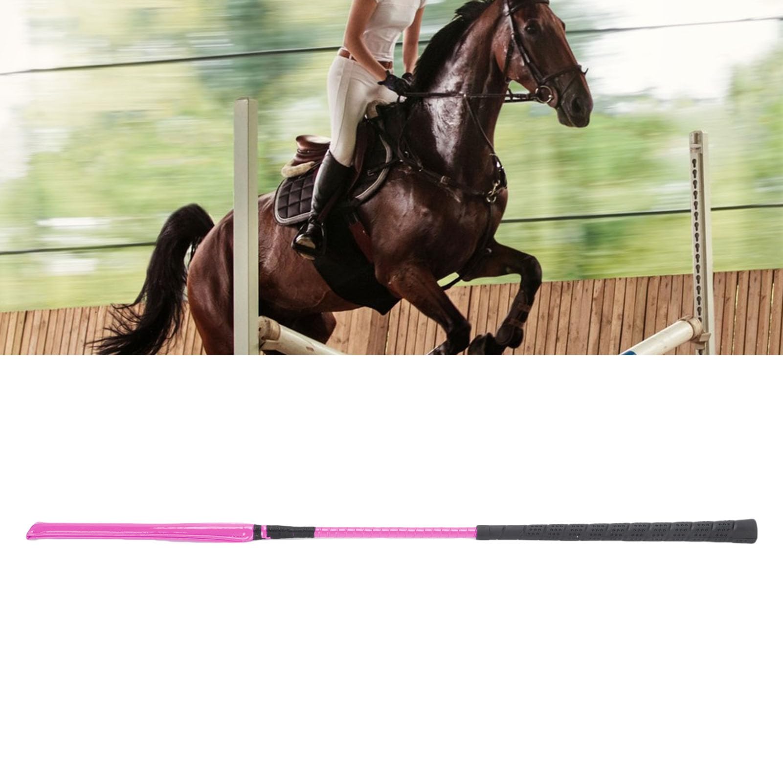 Sxhlseller Frustino da Equitazione con Manico in Silicone Antiscivolo |Frustino Equestre in Pelle Verniciata da 65 Cm per l'addestramento dei