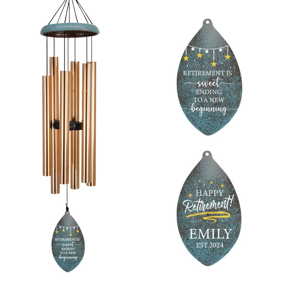 ASTARIN Personalized Happy Retirement Gift, Retirement Wind Chimes for Women Men, 35" Large Deep Tone Wind Chime Retire Gifts for Teacher Co-Workers Boss Husband Friends Parents