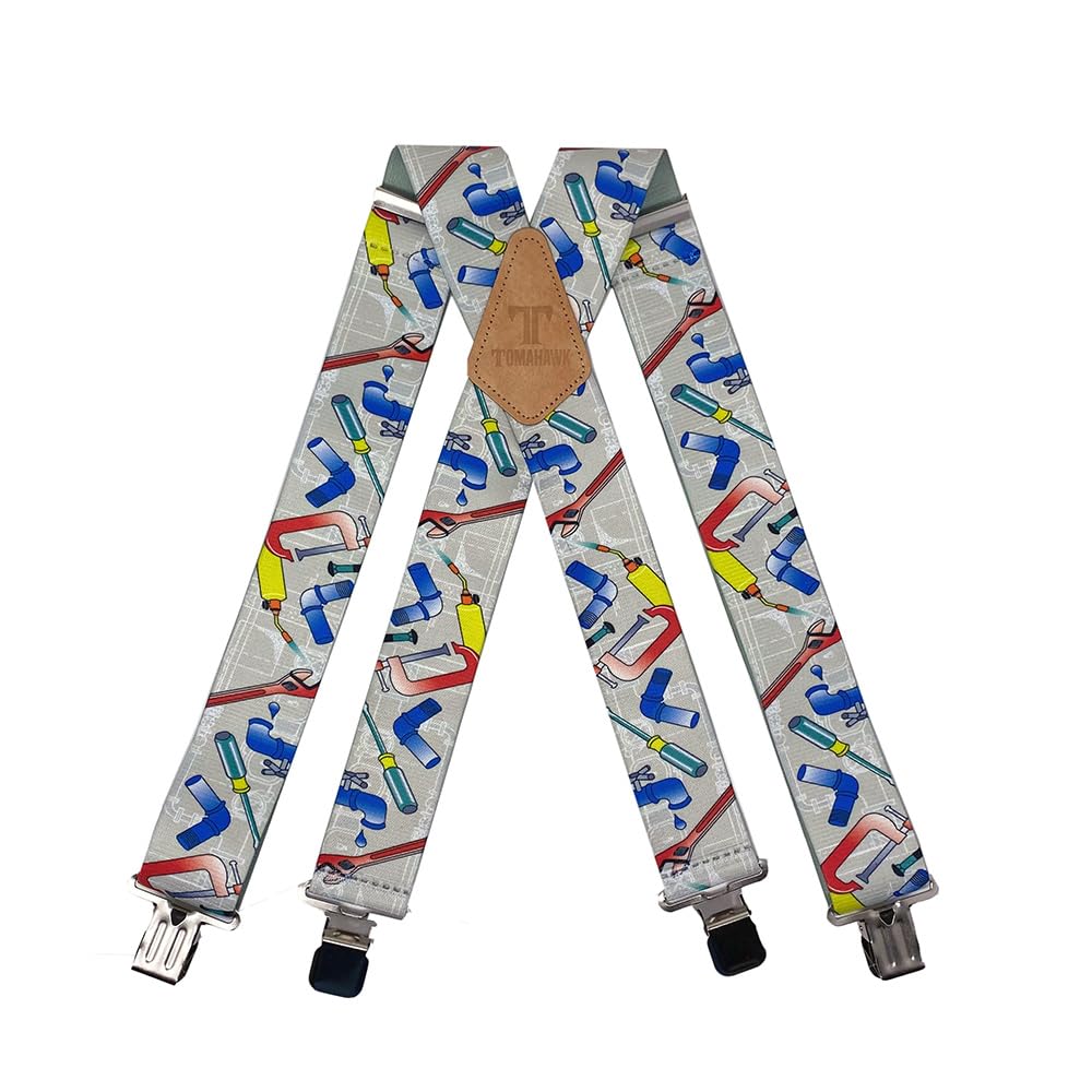 Tomahawk Tools Unisex Plumbers Tomahawk Heavy Duty Braces, Adjustable, Suspenders, Strong Clasp (Plumbers)