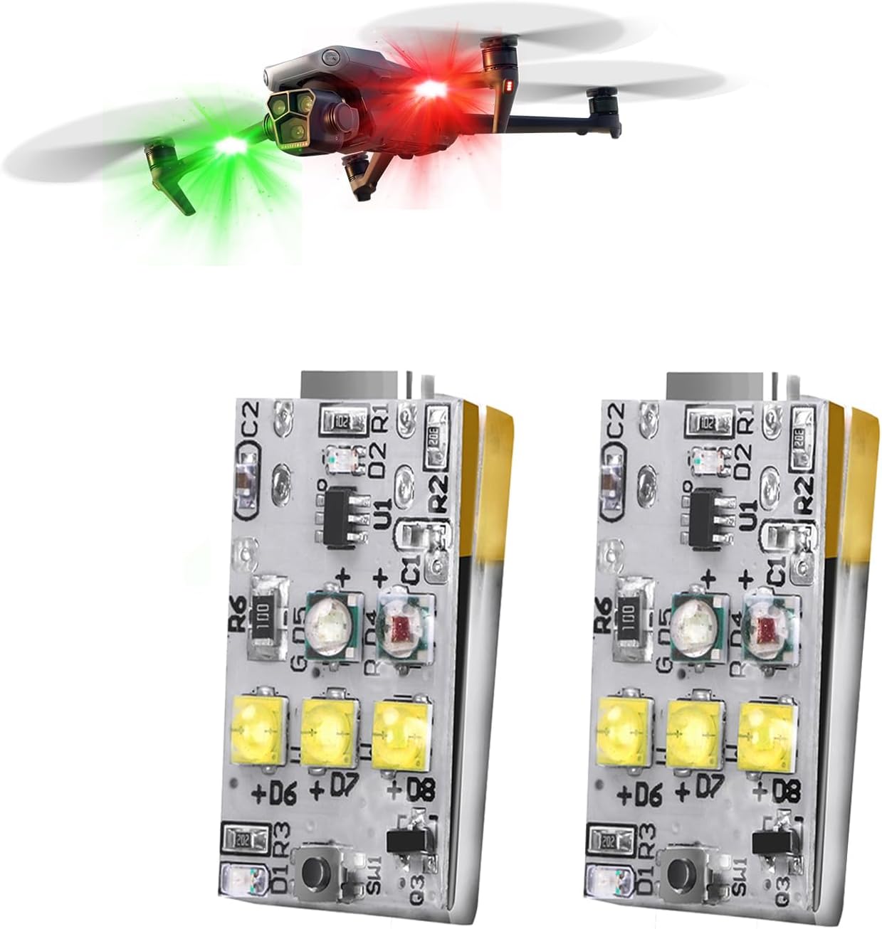 Drone Strobe Anti Collision Light, Mini Strobe Light. Rechargeable LED Night Flying Lamp for Mini 5Pro/Mini 4 Pro/3/3s/2 SE, Air 3S, Avata 2 and Mavic Series Drones Accessories（2PS）