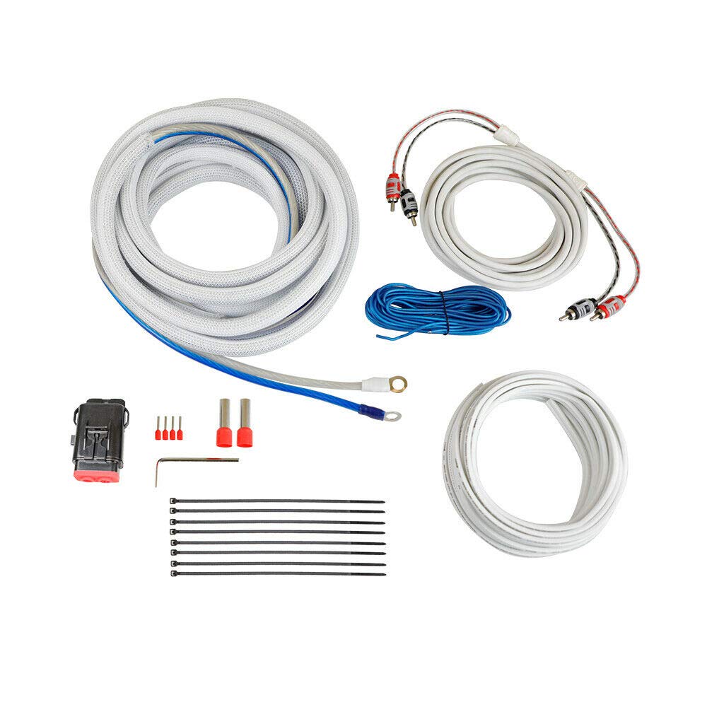 Cerwin Vega CAKM82 8 Gauge Marine Audio Amplifier Installation Kit Complete 20ft Waterproof Amp Wiring Set with RCA Speaker Cable and Connectors