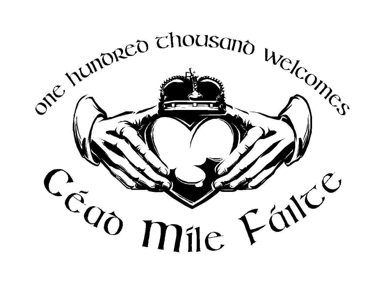 Irish Welcome Claddagh Céad Míle Fáilte Blessing Wall Art Quote Lounge Sticker (Matt Black)