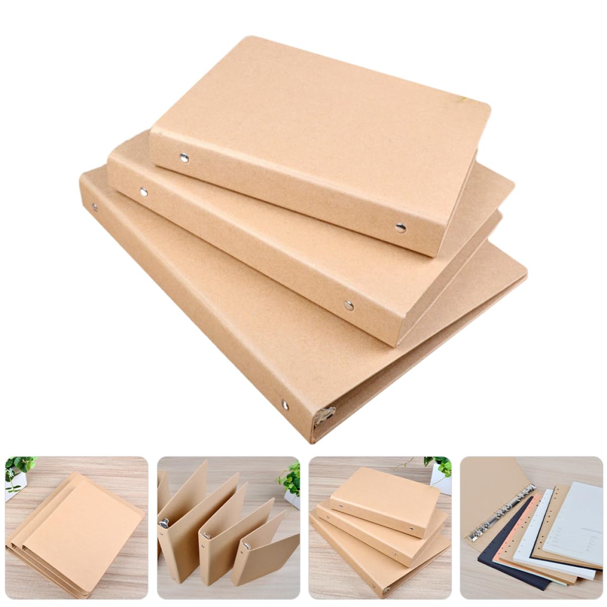 Classeur à Cahier Souple 3 Pièces en Papier Kraft Khaki