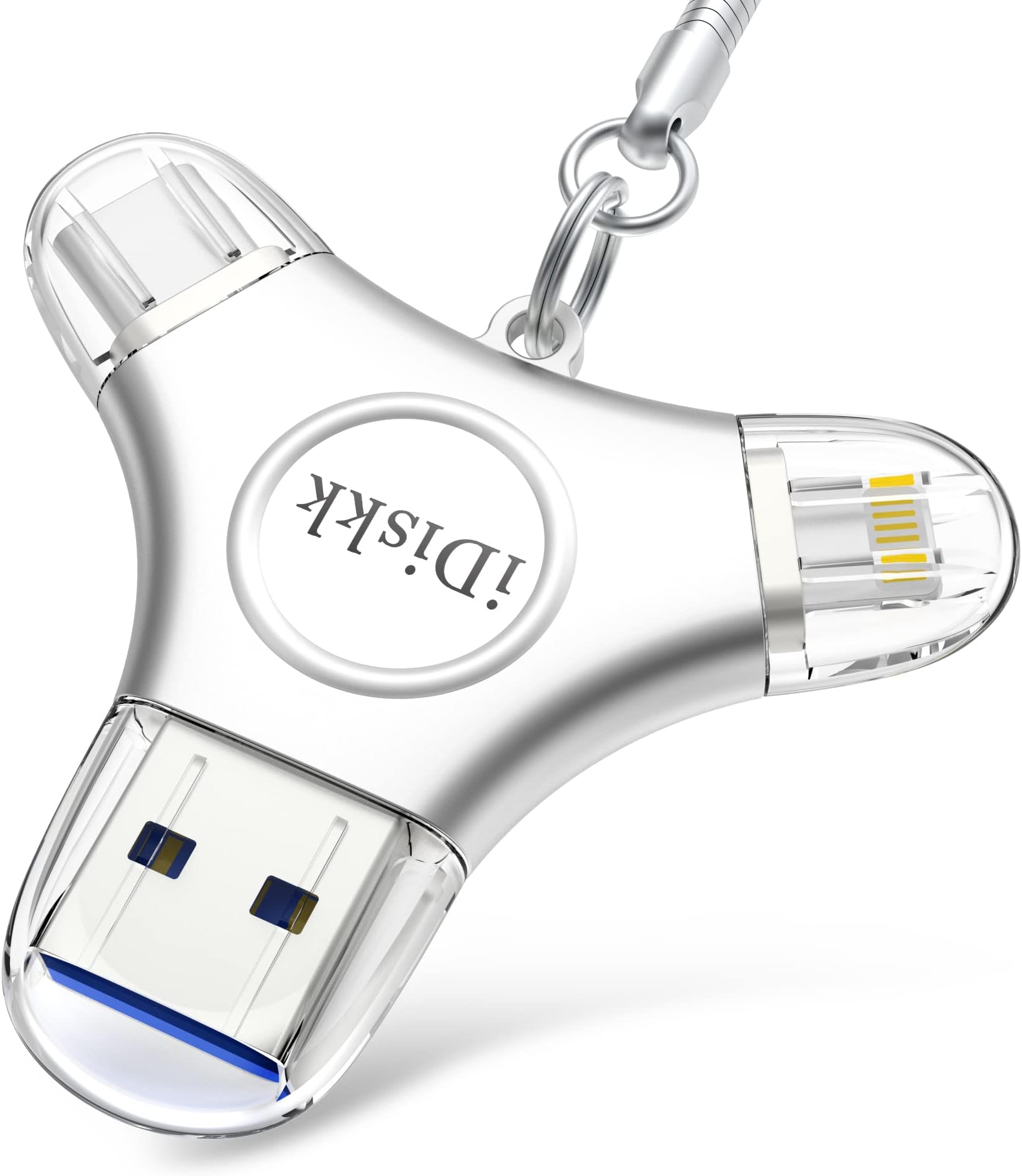 iDiskk 256GB MFi Certified USB Flash Drive for iPhone 14/15/16/17, USB C Photo Stick for iPad Pro Android Samsung, iPhone Memory Storage to auto Backup Videos/Photos/Files for iPhone/Android Phone/PC