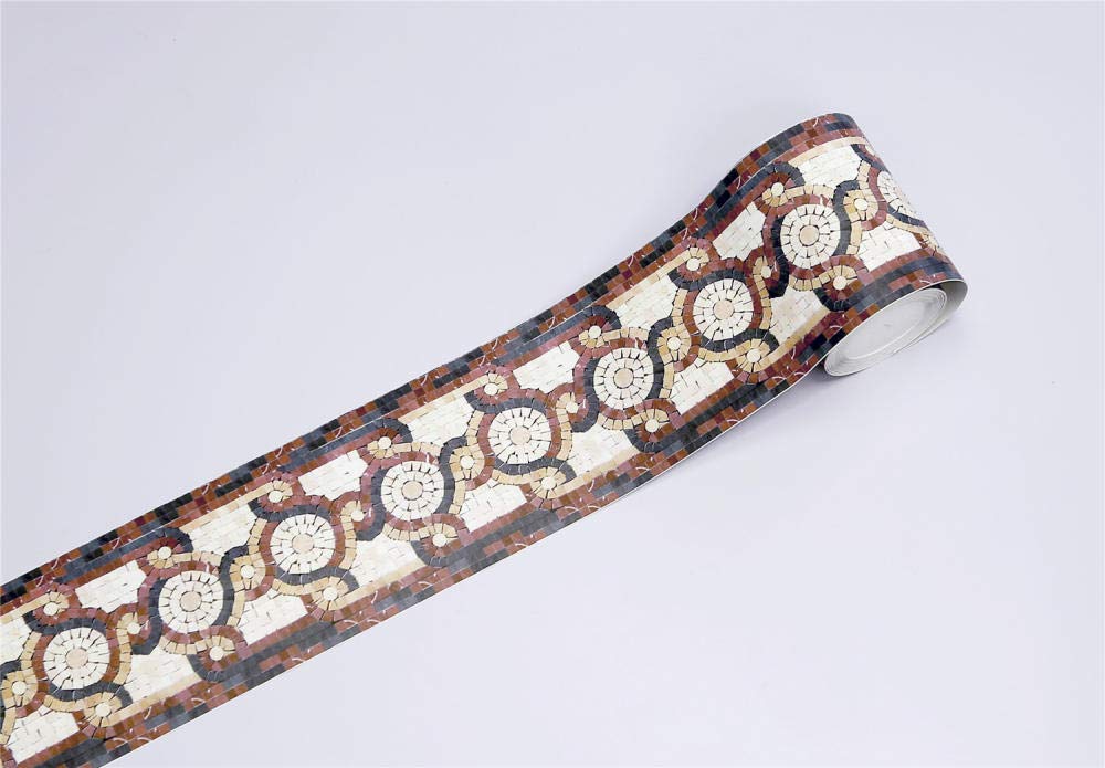 Sdsdgrw Retro Twine Mosaic Wallpaper Border, Peel And Stick Wallpaper Border Multicolor(Retro Twine Mosaic)