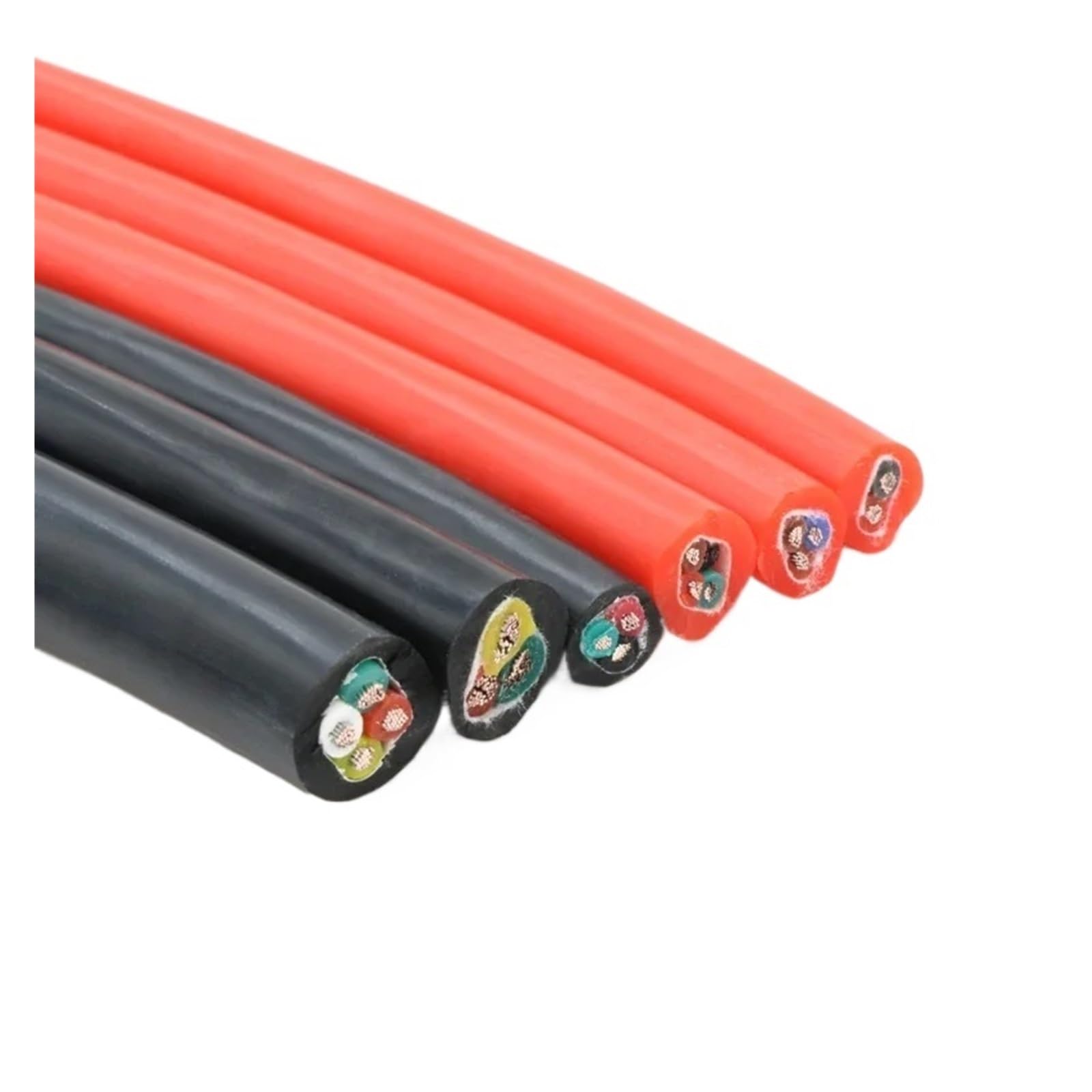 1/5M 2 3 4 5 Cores Flexible Silicone Rubber Cable14 15 17 18 20 22 AWG Insulated High Temperature Power Copper Cable Sheath Wire(Black,15AWG 1.5MM X 5M_6 CORES)
