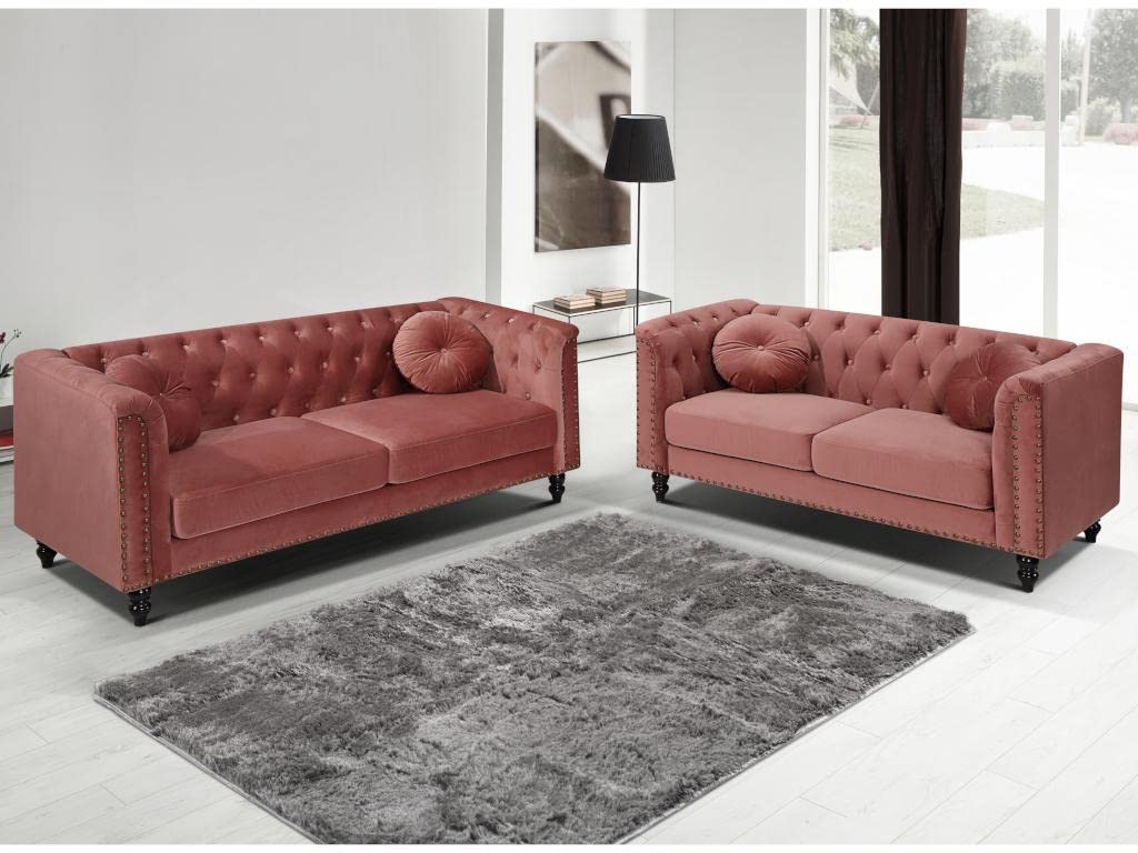 Vente-unique - Canapé 2 Places en Velours Turner - Vieux Rose Image du produit 2