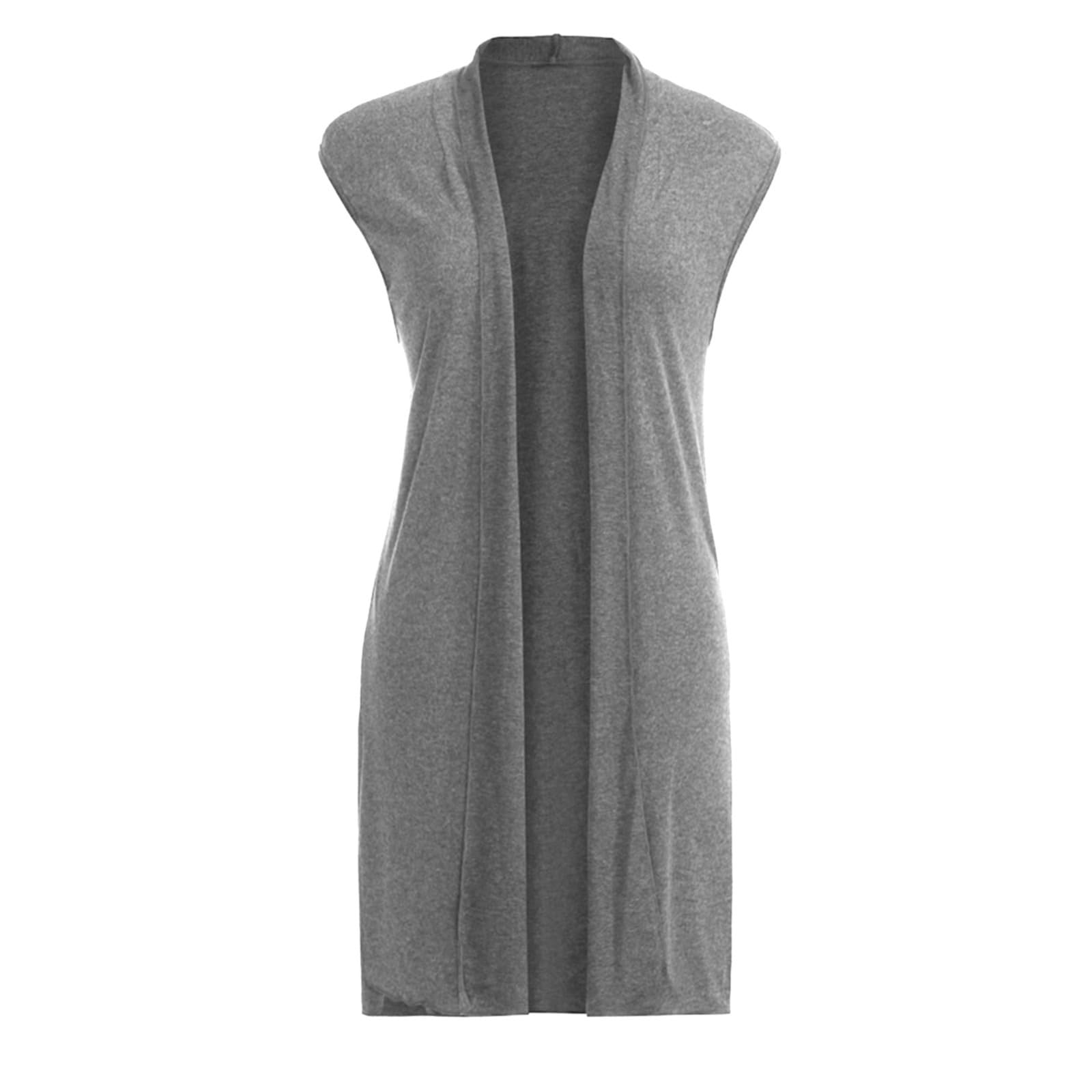 Generisch Chaqueta de punto para mujer, chaleco de punto largo, chaleco ligero sin mangas, elegante, fino, frente abierto, chalecos sin mangas, abrigo de punto, cárdigan largo, cárdigan de punto