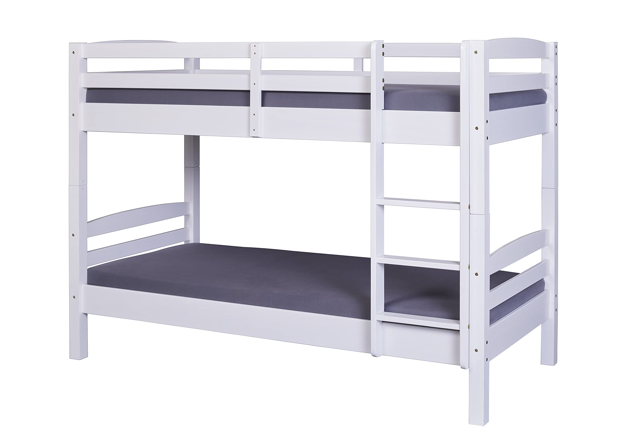 Inter Link – Etagenbett – Hochbett – Jugendbett - Rausfallschutz – Stockbett – Kinderbett – Mit 2 Lattenroste – Kiefer massivholz – Annika - Weiß lackiert – 90x200 cm