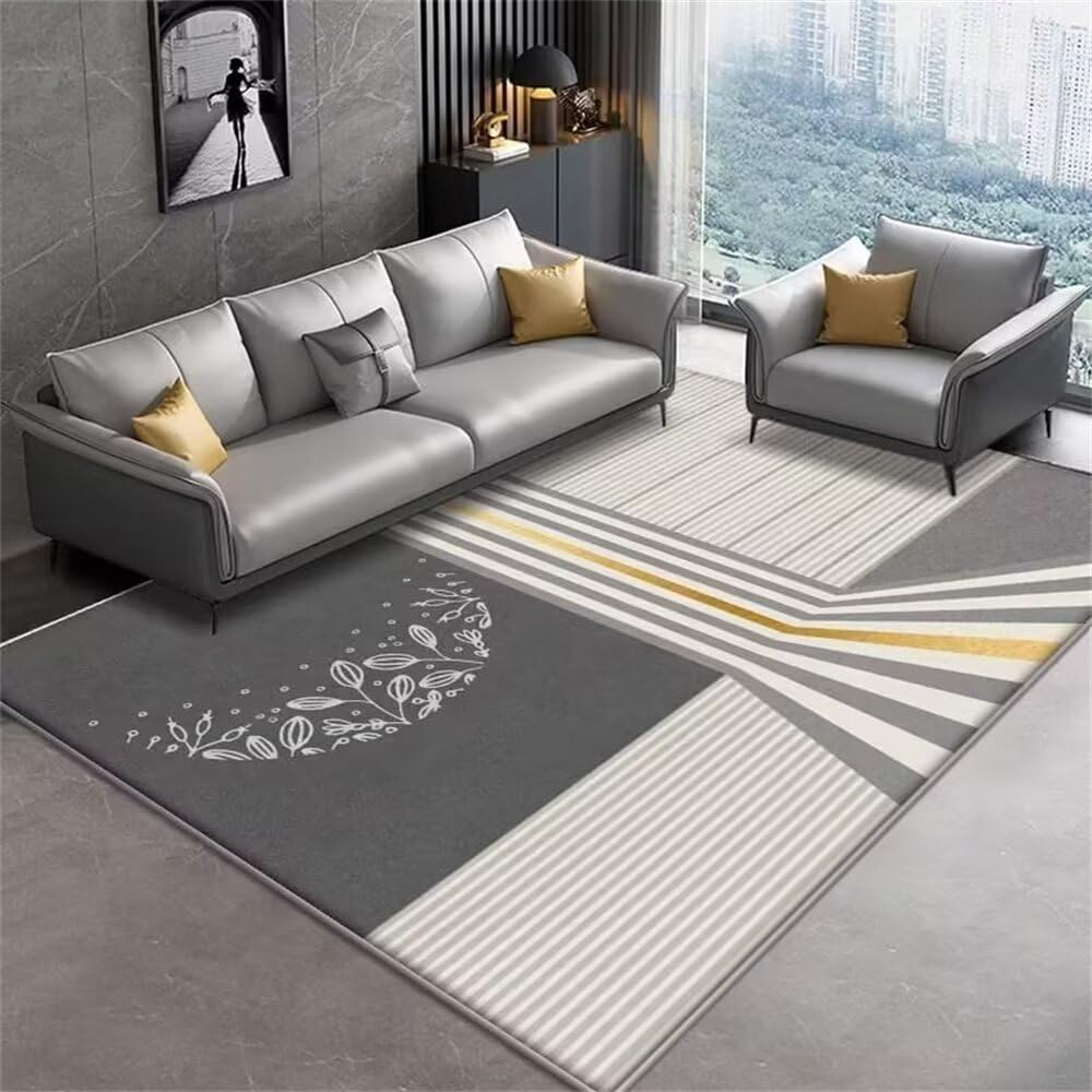 Tapis de chambre adulte blanc gris-jaune 70X140cm rectangle bureau