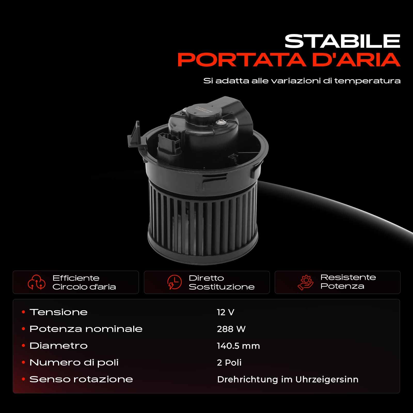 Frankberg Motore del ventilatore Ventilatore del riscaldamento Compatibile con Ducato Bus 244 Ducato Bus 230 Ducato Pianale/Telaio 230 Ducato Furgone 230 Ducato Pianale/Telaio 244 Replace# 71734232