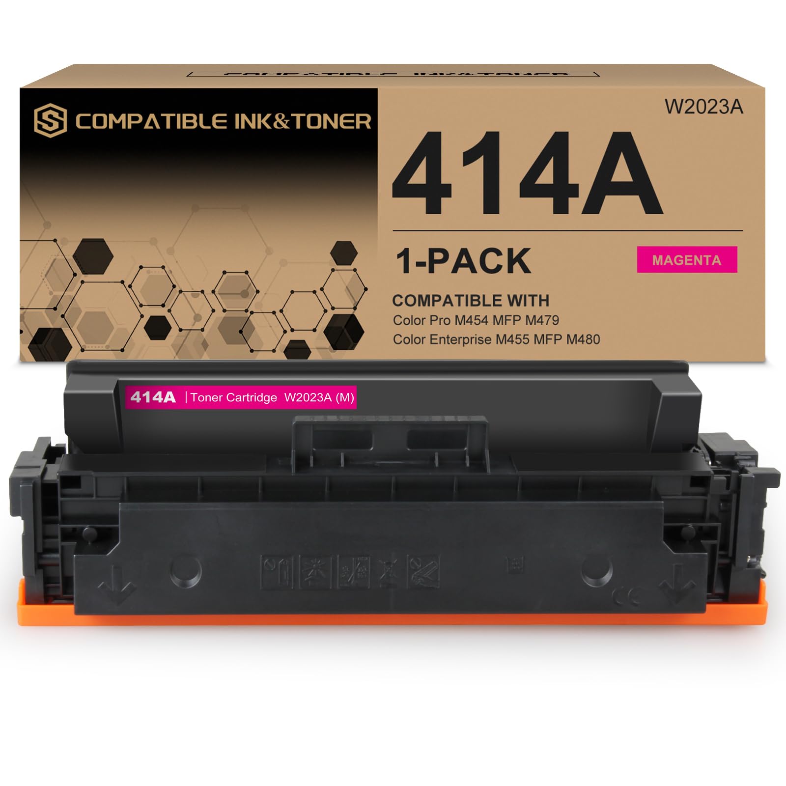 414A Toner Cartridge Compatible Replacement Works with Color Pro MFP M479fdw M479fdn M454dw M454dn M479dw M455dn M479 M454, Enterprise LaserJet M455dn M480f Printer | W2023A, 1 Pack Magenta