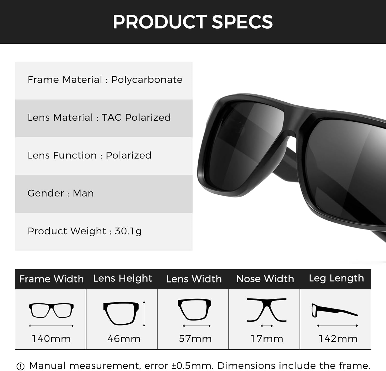 SUNGAIT Polarized Square Sunglasses for Men Outdoor Sun Glasses Goggles UV400 Driving Fishing Running - Image 6