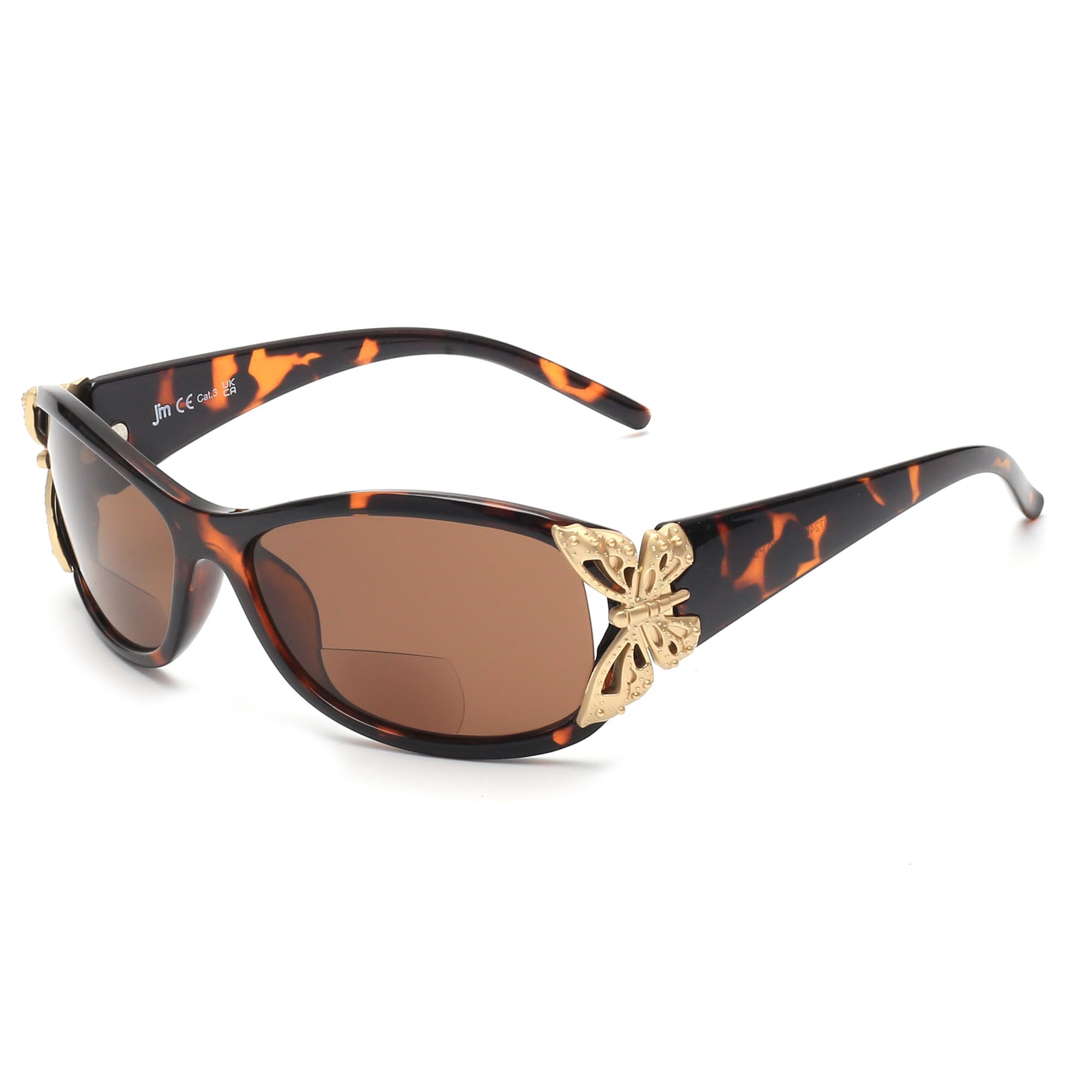 JM Bifocal Reading Sunglasses for Women Fashion Sun Readers Outdoor Reading Glasses UV400 Protection Tortoise +1.25
