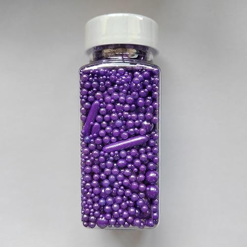 Miniatura 4 de Gránulos comestibles de azúcar con perlas moradas, tamaño mixto, para hornear, decoraciones comestibles para pasteles, decoración de galletas, boda,