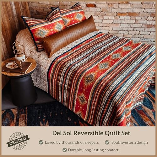 Image of Paseo Road Del Sol 2 Piece Twin Aztec Rustic Western Bedding Quilt Set