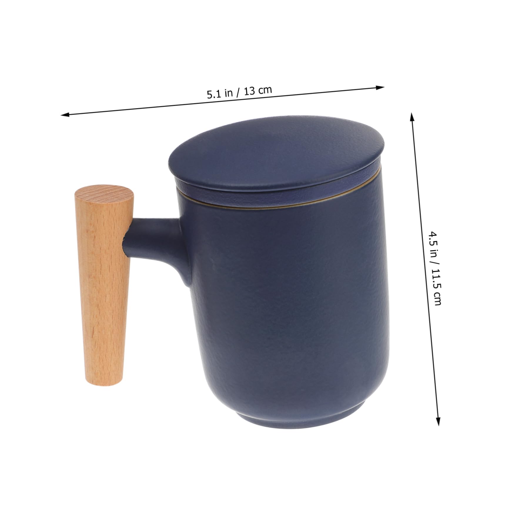 Tasse à Thé Étanche en Céramique Délicate Infuseur et Poignée en Bois Séparation Eau et Thé, Portable et Pratique pour Bureau