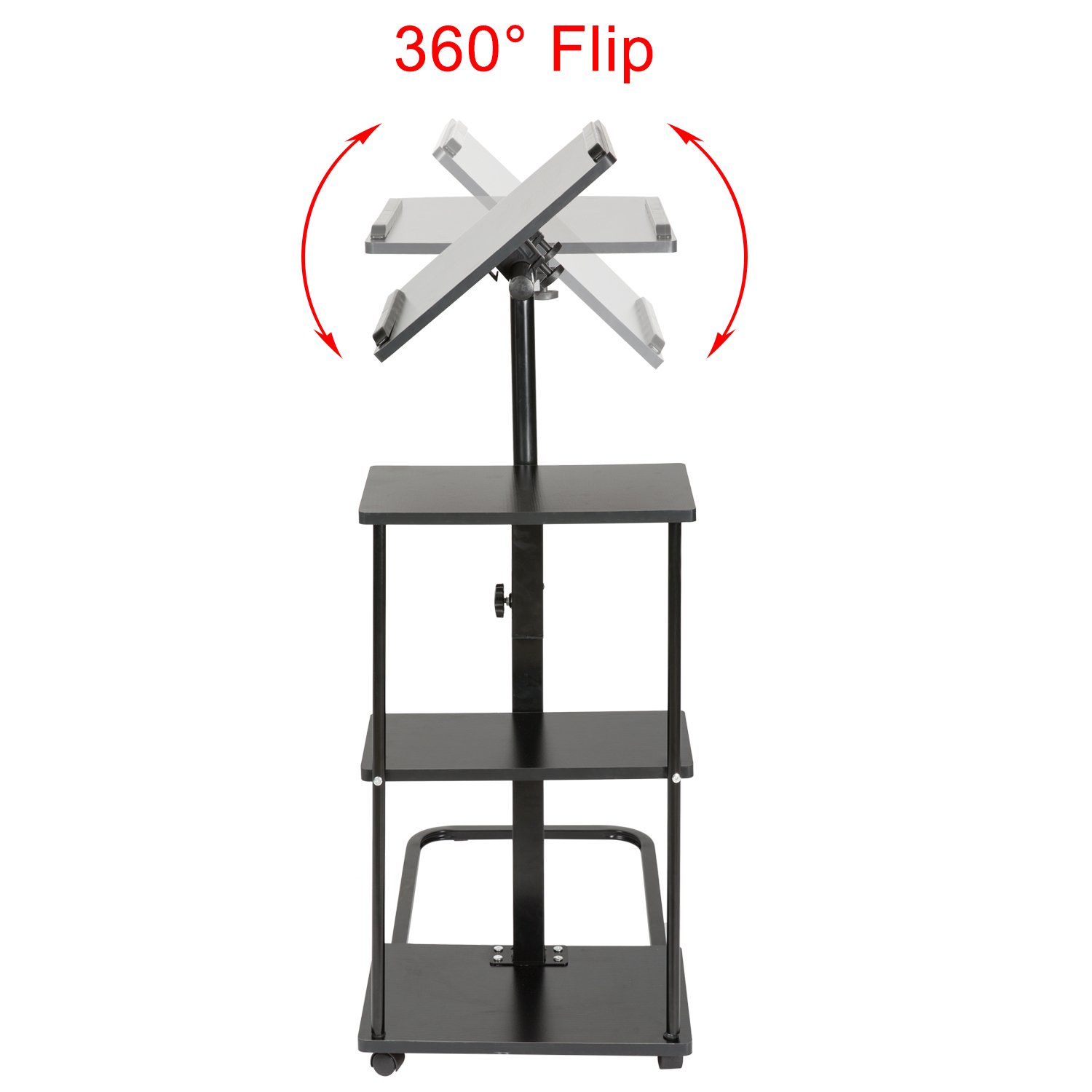 DOEWORKS Laptop Desk Height Adjustable Tray Side Table for Bed or Sofa, Black Overbed Table with