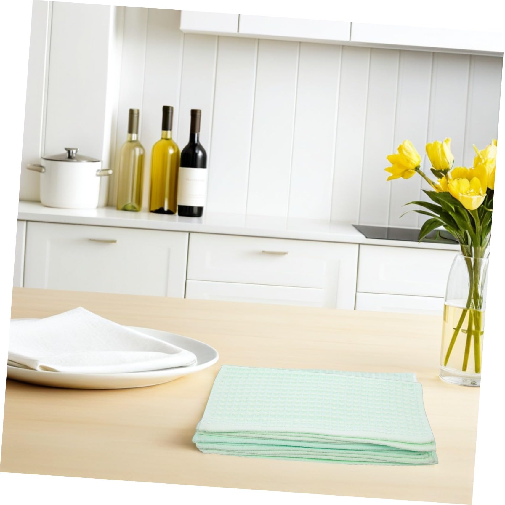 POPETPOP Paños de Cocina Cuadrados de Algodón 35x35 Cm, Paquete de 10 Unidades Reutilizables, Absorbentes para Secar Manos y Limpiar Platos, Toallas de Cocina Suaves y Duraderas Color