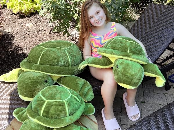 Image of MorisMos Giant Turtle Stuffed Animal 25 inch, Green Stuffed Turtle Plush Toy for Kids Children Boys Girls on Birthday