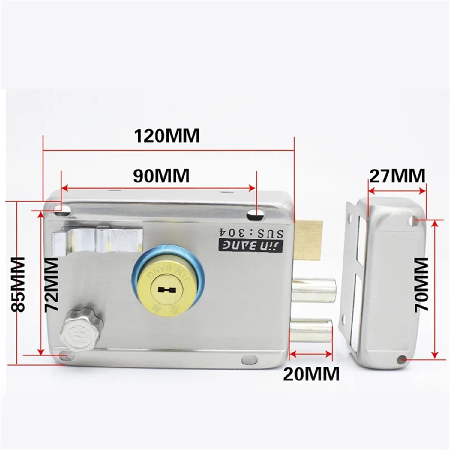 Door Lock Deadbolt Home Accessory Stainless Steel 1Pcs(Right Open Iron Door)