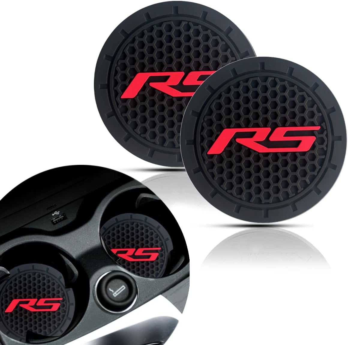 2Pcs Car Cup Holder Coaster for Camaro RS Accessories Auto Anti Slip Cup Holder Insert Coaster Car Interior Accessories (RS)